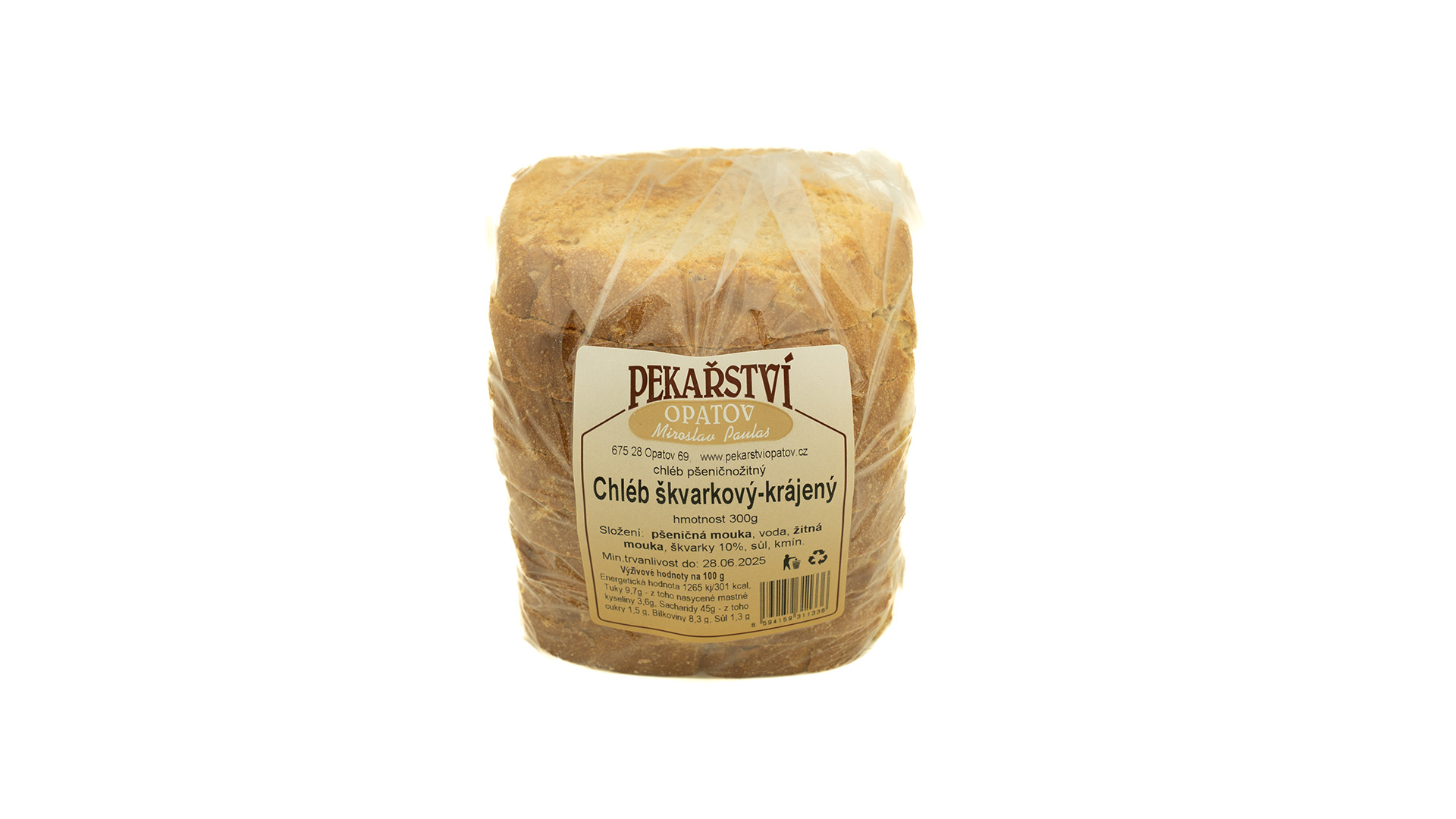 133 CHLÉB ŠKVARKOVÝ 1/2 KRAJENÝ BALENÝ