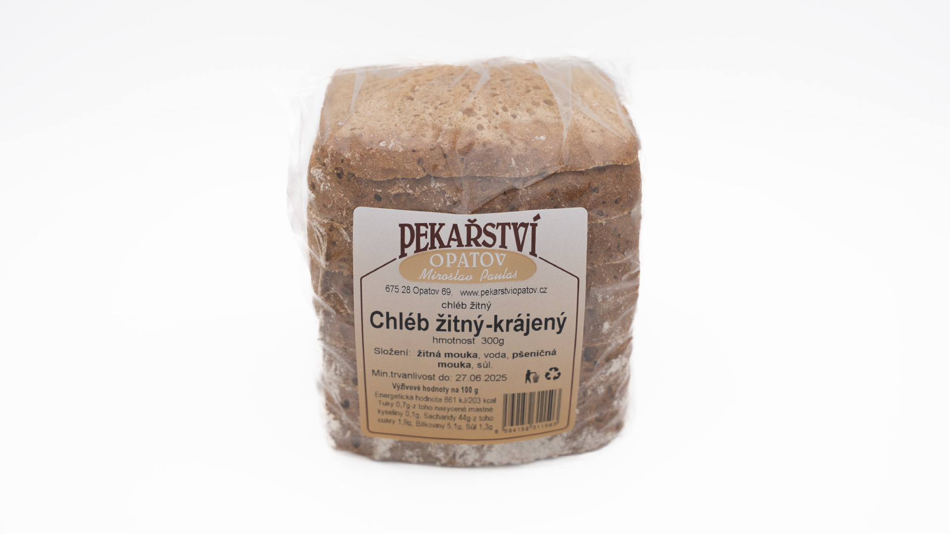 152 CHLÉB ŽITNÝ 1/2 KRAJENÝ BALENÝ